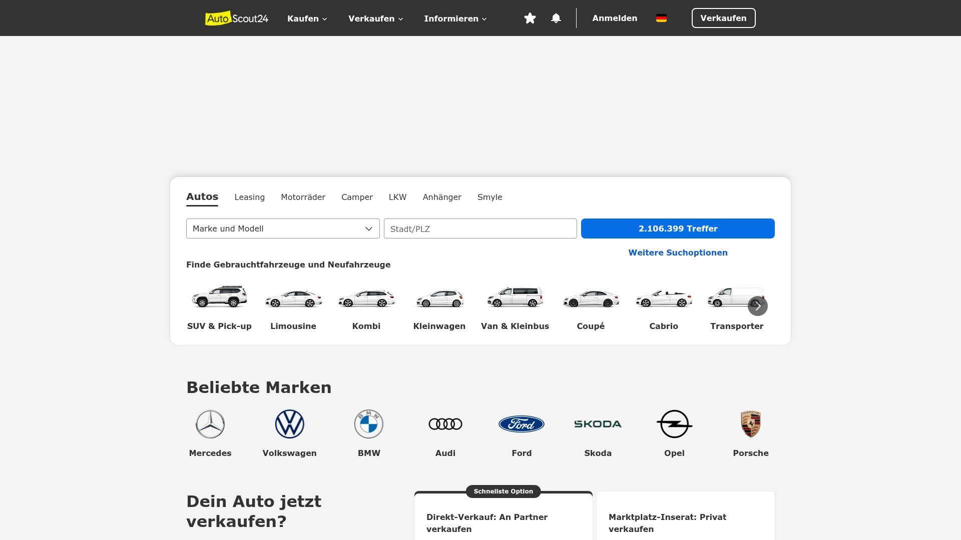 2. AutoScout24 Homepage
