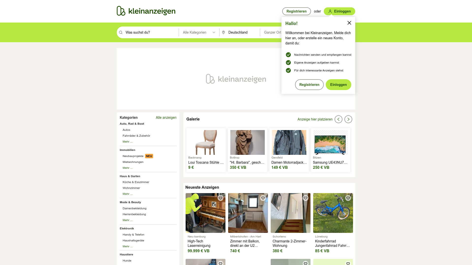 3. kleinanzeigen.de Homepage